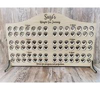 FSSS Ltd Personalised oak wooden Weight loss motivational chart - any name - any quote - 1-10 stone slimming new start diet gift (Wall hanging, 2 Stone)