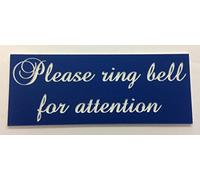 FSSS Ltd PLEASE RING BELL FOR ATTENTION ENGRAVED ACRYLIC SIGN 115X40MM BUSINESS HOME (BLUE)