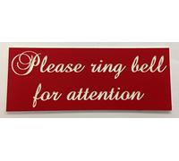 FSSS Ltd PLEASE RING BELL FOR ATTENTION ENGRAVED ACRYLIC SIGN 115X40MM BUSINESS HOME (RED)