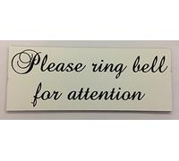 FSSS Ltd PLEASE RING BELL FOR ATTENTION ENGRAVED ACRYLIC SIGN 115X40MM BUSINESS HOME (WHITE)