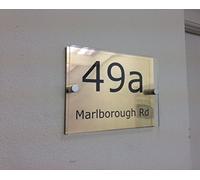FSSS Ltd PRESTIGE ACRYLIC STAND OFF RECTANGLE HOUSE SIGN PLAQUE DOOR NUMBER STREET MODERN CONTEMPORARY NEW BUILD (GOLD)