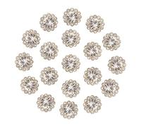 FSSTUD 100 Pcs 12mm Metal Base Rhinestone Buttons Flatback Sew On Rhinestones Gems Clothes Shoe Sewing Crystals Flower Claw Rhinestones with Hole for DIY Jewelry White