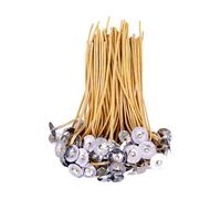 FSSTUD 100 Pcs 15cm Pre-Waxed Beeswax Candle Making Wicks - Thick Hemp with Base for Soy and Butter DIY Projects - Long Burning
