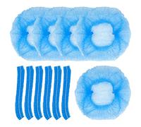 FSSTUD 100 Pcs 21 Inch Food Service Hair Nets Non Woven Blue Hair Nets Kitchen Hair Covers Cooking Bouffant Caps Elastic Dust Cap Hairnets Large Breathable Hair Net Cook Head Cover