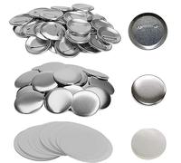 FSSTUD 100 Pcs 25mm Metal Button Pin Badges Blank Round Badges Pinback Button Pins Button Shells Back Covers with Clear Films Badge Making Supplies
