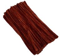FSSTUD 100 Pcs 6mm x 30cm Soft Fluffy Pipe Cleaners Thick Cleaning Chenille Stems Long Christmas Pipe Cleaners Fuzzy Chenille Craft Sticks DIY School Projects for Halloween Decorations Brown