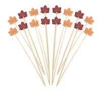 FSSTUD 100 Pcs Fall Food Toothpicks Thanksgiving Cocktail Picks Fancy Drink Sticks Wooden Fruit Skewers Wood Sandwich Tooth Picks Decorative Appetizer Picks for Autumn Themed Party