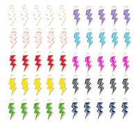 FSSTUD 100 Pcs Flash Shaped Charms Lightning Bolt Charms Colorful Enamel Pendants Flash Thunder Charms Cute Weather Themed Charms Jewelry Making Flash Pendants for Bracelet Necklace