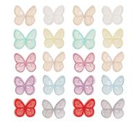 FSSTUD 100 Pcs Small Organza Butterfly Patches Lace Trim Fabric Butterflies Bridal Dress Embroidered Patches Decorative Sewing Embroidery Patches Multi Color Cute Appliques for Hair Clips