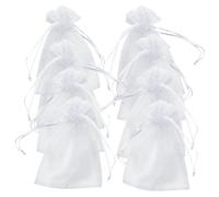 FSSTUD 100 Pcs Small Sheer Organza Bags Drawstring Mesh Pouches White Wedding Favor Bags Jewelry Sachet Bags Little Mesh Gift Pouches Mini Candy Drawstring Bags for Party
