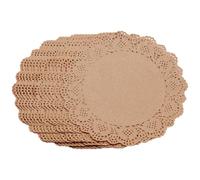 FSSTUD 100 Sheets 6.5 Inch Round Lace Paper Place Mats Dessert Cake Placemats Party Food Paper Placemat Brown Paper Table Doilies Formal Event Tableware Doily for Weddings