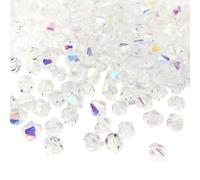 FSSTUD 1000 Pcs 4mm Bicone Shaped Glass Beads AB Color Crystal Beads Clear Faceted Spacer Beads Transparent Craft Beads Jewelry Making Beads for Bracelets Necklaces Earrings