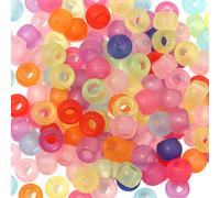 FSSTUD 1000 Pcs 9mm Colored Pony Beads Large Hole Barrel Beads Acrylic Bracelet Spacer Beads Plastic Hair Braid Beads Small Loose Craft Beads with Hole Frosted Color