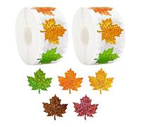 FSSTUD 1000 Pcs Glitter Maple Leaf Stickers Holographic Fall Leaf Stickers Thanksgiving Leaves Stickers Self Adhesive Autumn Leaves Fall Themed Decorative Stickers for Envelopes Cards