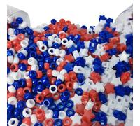 FSSTUD 1000 Pcs Red White Blue Beads Star Shape Spacer Beads Plastic Pony Beads Independence Memorial Day Beads Patriotic Crafting Beads for Necklace Bracelet