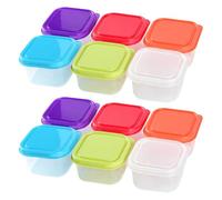 FSSTUD 12 Pcs 100ml Clear Plastic Food Containers Mini Food Storage Pots Small Dispensing Storage Containers Square Freezer Food Boxes Dishwasher Safe Container Set with Lids for Snack Puree