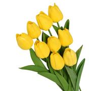 FSSTUD 12 Pcs Artificial Tulip Flowers Faux Tulip Stems Fake Realistic Tulips Real Look Tulips Lifelike Floral Arrangement Flowers Plastic Flower Decorations for Wedding Home Yellow