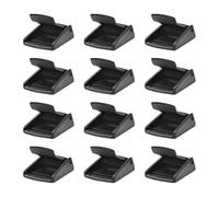 FSSTUD 12 Pcs Black Cam Flap Buckles Webbing Strap Press Buckle Plastic Toggle Buckle Clip Small Cam Lock Lever Buckle Adjustable Luggage Strap Buckles for Backpack Straps 25 mm