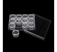 FSSTUD 12 Pcs Clear Plastic Bead Jars Small Round Rhinestone Containers Diamond Embroidery Storage Box Empty Makeup Cosmetic Pots with Organizer Box for DIY Crafts