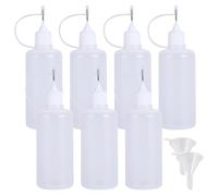 FSSTUD 12 Pcs Precision Tip Applicator Bottles Fine Tip Squeeze Bottles Needle Tip Glue Bottles Plastic Liquid Dropper Bottles Empty Acrylic Paint Bottles with White Lids and 2 Pcs Mini Funnels 30ml