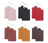 FSSTUD 12 Pcs PU Leather Keychain Blanks Faux Leather Keyrings Laser Engraving Key Chain Material Stamping Craft Key Chains Blank Keychain Tags Simple Bag Charm Keychains for Men Women