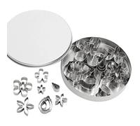 FSSTUD 12 Pcs Stainless Steel Cookie Mold Set Flower Shape Cookie Cutters Small Leaf Biscuit Cutters Leaf Shaped Fondant Cutter Cute Baking Cutter Metal Cake Decorating Molds with Box for Fruits