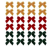 FSSTUD 120 Pcs 1 x 1 Inch Mini Christmas Velvet Bows Small Xmas Tree Decorating Bows Wreath Twist Tie Bows Tiny Gift Wrapping Bow Sewing Scrapbooking Craft Bows for Party Decor Green Wine Red Orange