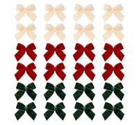 FSSTUD 120 Pcs 1 x 1 Inch Mini Christmas Velvet Bows Small Xmas Tree Decorating Bows Wreath Twist Tie Bows Tiny Gift Wrapping Bow Sewing Scrapbooking Craft Bows for Party Decor Green Wine Red Beige