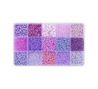 FSSTUD 15 Colors Assorted Mini Glass Beads Kit Bracelet Making Seed Beads Tiny Craft Tube Bead Small Jewelry Making Spacer Bead DIY Beading Set Light Purple