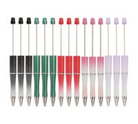 FSSTUD 15 Pcs Plastic Beadable Pens Multi Colored Bead Ballpoint Pens Colourful Beaded Ink Pens Cute Multicolor Rollerball Pens DIY Writing Pens for Office Home