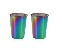FSSTUD 2 Pcs 260ml Rainbow Stainless Steel Cups Small Metal Drinking Glasses Colorful Unbreakable Stackable Cups Iced Tea Glasses for Home Activities