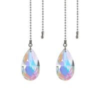 FSSTUD 2 Pcs 56 cm Glass Crystal Fan Pull Chain Ceiling Pull Cord Pendants Charm Light Pull String Ornament Floor Lamp Pull Chain Extension Rainbow Hanging Suncatcher Prism