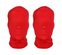 FSSTUD 2 Pcs Breathable Full Face Mask Faceless Skin Masks Unisex Cosplay Hood Masks Head Cloth Fancy Dress Face Cover Spandex Halloween Mask for Holiday Red