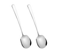 FSSTUD 2 Pcs Extra Large Metal Serving Spoons Big Stainless Steel Spoons Long Handle Stirring Spoon Silverware Table Spoon Buffet Serving Utensils for Home Restaurant