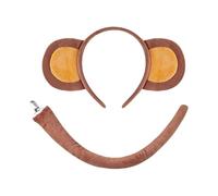 FSSTUD 2 Pcs Halloween Monkey Costume Set Monkey Ears Headband and Tail Animal Ear Hairband Cute Animals Tail Animals Theme Birthday Head Band Zoo Animal Costume Accessories for Men Women
