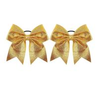 FSSTUD 2 Pcs Large Cheer Hair Ties Glitter Cheerleading Hair Bows Cheerleader Ponytail Holders Bowknot Hair Scrunchies Softball Football Hair Elastics Accessories for Teen Girls Golden