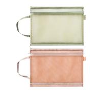 FSSTUD 2 Pcs Mesh File Zip Bags A4 Size Folder Wallets Double Layer File Pouches Document Zipper Bags Travel Storage Pouches with Handle for School Office
