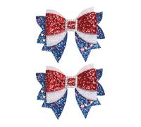 FSSTUD 2 Pcs Patriotic Hair Bows Red White Blue Hair Clips Glitter Hair Bow Clips Independence Day Hair Bows Sequin Hair Barrettes 4th of July Hair Accessories