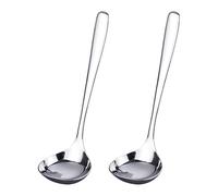 FSSTUD 2 Pcs Small Metal Gravy Ladles - Stainless Steel Cooking Soup Ladles - Long Handle Kitchen Ladles - Serving Ladle Spoons - Deep Pot Ladle for Stews Canning