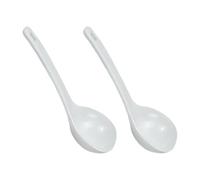 FSSTUD 2 Pcs White Plastic Soup Ladle Heat Resistant Cooking Spoons Broth Gravy Spoon Sauce Dressing Ladles Long Handle Serving Spoon Fancy Kitchen Utensils for Juices Liquids