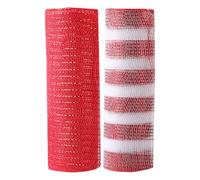 FSSTUD 2 Rolls 10 Yards x 10 Inch Decor Mesh Poly Ribbon Christmas Tree Decorating Ribbon Metallic Foil Ribbons Xmas Decorative Ribbon Mesh Wreath Making Supplies Red White