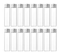 FSSTUD 20 Pcs 20ml Mini Glass Bottles Empty Tiny Jars Liquid Sample Vials Clear Storage Vials Jewelry Bead Storage Jars Small Wedding Message Bottles with Aluminum Screw Caps