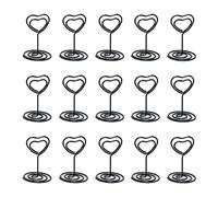 FSSTUD 20 Pcs Heart Shape Place Card Holders Table Number Stands Metal Table Card Holder Clips Wire Photo Picture Stand Note Memo Menu Clips for Wedding Black