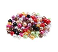 FSSTUD 200 Pcs 12mm Faux Pearl Beads Jewelry Making Round Pearls Large Pearlized Beads Colorful Loose Pearl Beads Plastic Smooth Beads Decorative Craft Beads with Hole for Necklaces Bracelets