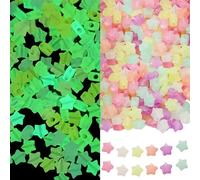 FSSTUD 200 Pcs 12mm Glow in Dark Star Beads Luminous Plastic Beads Colorful Star Spacer Beads Star Bead Charms Friendship Bracelet Making Stars with Hole for DIY Crafts