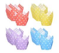 FSSTUD 200 Pcs Decorative Tulip Cupcake Cases Polka Dot Cupcake Wrappers Liners Cup Cake Paper Wrappers Cute Colourful Muffin Liners Cases Birthday Party Baking Cups for Festival Anniversary