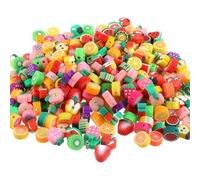 FSSTUD 200 Pcs Fruit Polymer Clay Beads Mixed Fruit Spacer Beads Clay Bead Spacers Small Strawberry Beads Clay Crafting Charms for Jewelry Making