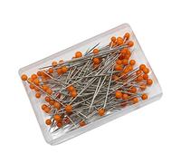 FSSTUD 200 Pcs Glass Head Needles Sewing Pins Straight Quilting Pins Craft Pins Dressmaker Tailor Pins with Colored Ball Head for Fabric Jewelry DIY Orange