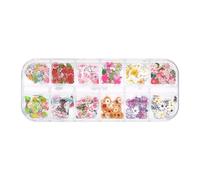 FSSTUD 240 Pcs 3D Flower Nail Flakes Decals Floral Manicure Charms Small Nail Art Slices Cute Nail Flowers Wood Pulp Flower Nail Sequins for Nail Design C