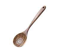 FSSTUD 28.5 cm Wood Serving Slotted Spoon Long Wooden Kitchen Skimmer Cooking Colander Spoon Large Strainer Spoons Soup Skimmer Ladle Natural Wooden Cooking Utensil Spoons for Stirring Draining